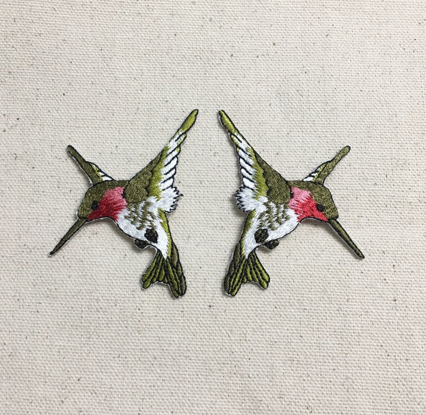 Hummingbird - Large - Ruby Red Throat - Facing Right or Left - Iron on Applique - Embroidered Patch - 696075