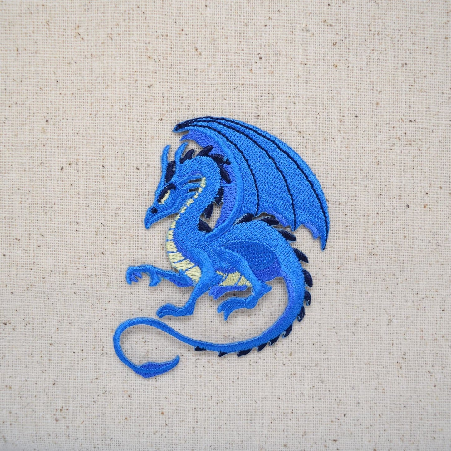 Fantasy Dragon - Blue - Facing Left or Right - Embroidered Patch - Iron on Patch