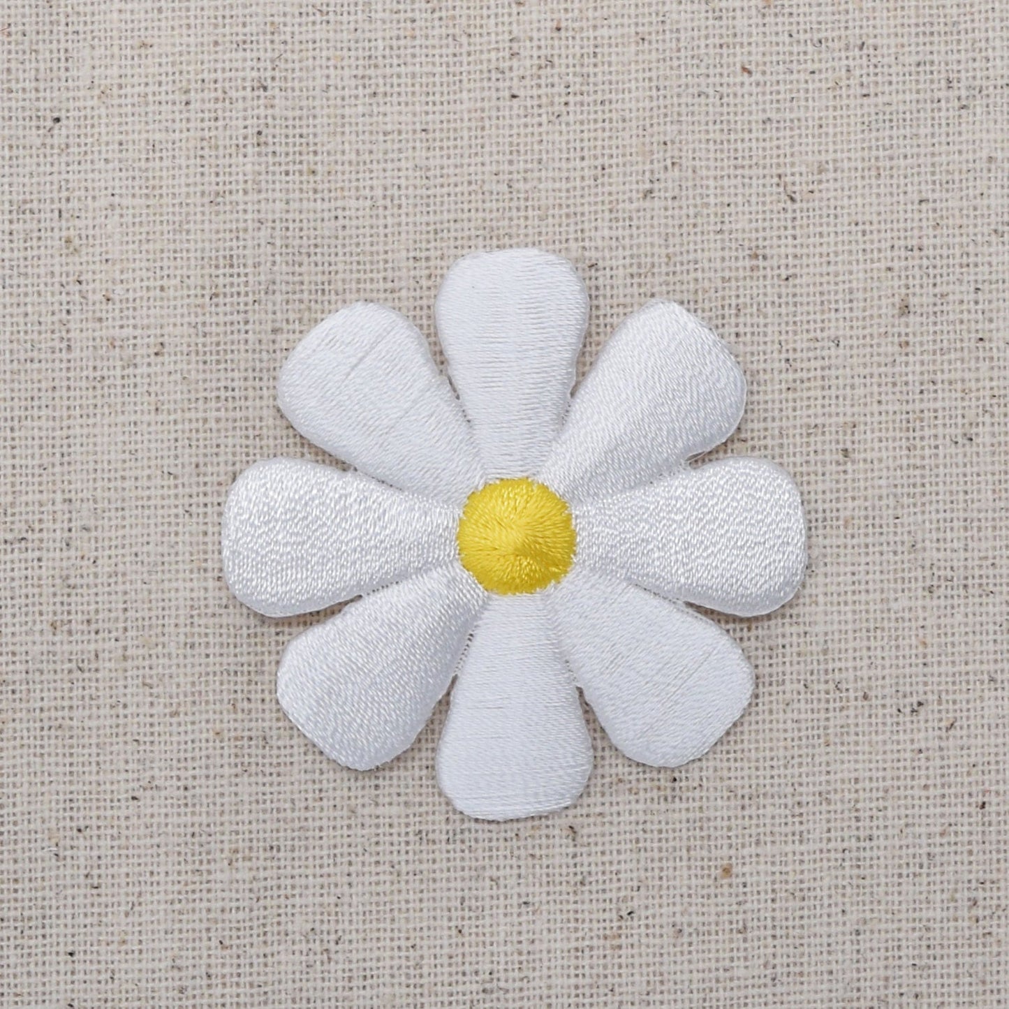 2" White Daisy Flower, Iron on Patch