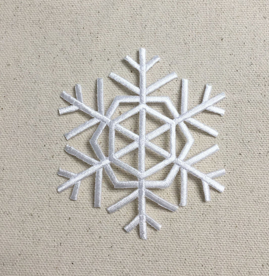 3" Snowflake - White - Iron on Applique - Embroidered Patch - 697242-A