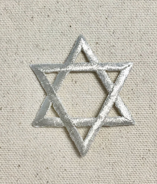 Silver - Star of David - Iron on Applique - Embroidered Patch - 696909-B