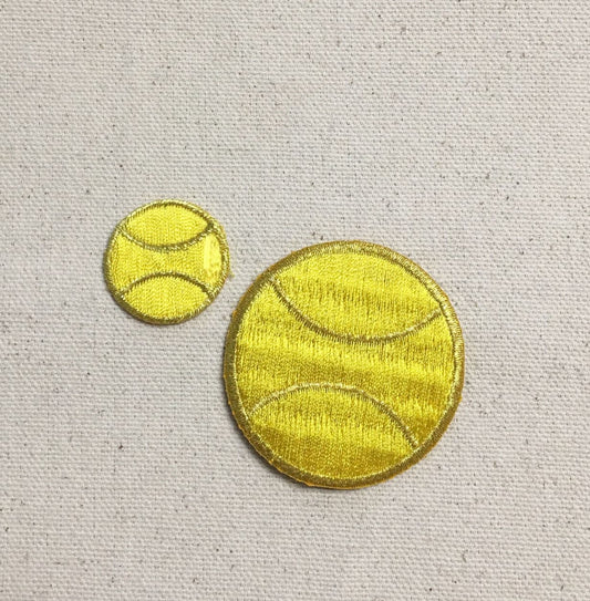 Tennis Ball - Yellow and Gold - 2 sizes - Iron on Applique - Embroidered Patch