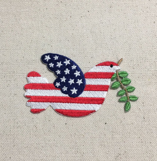 Dove of Peace - Patriotic - US Flag - Iron on Applique - Embroidered Patch - 697203-A