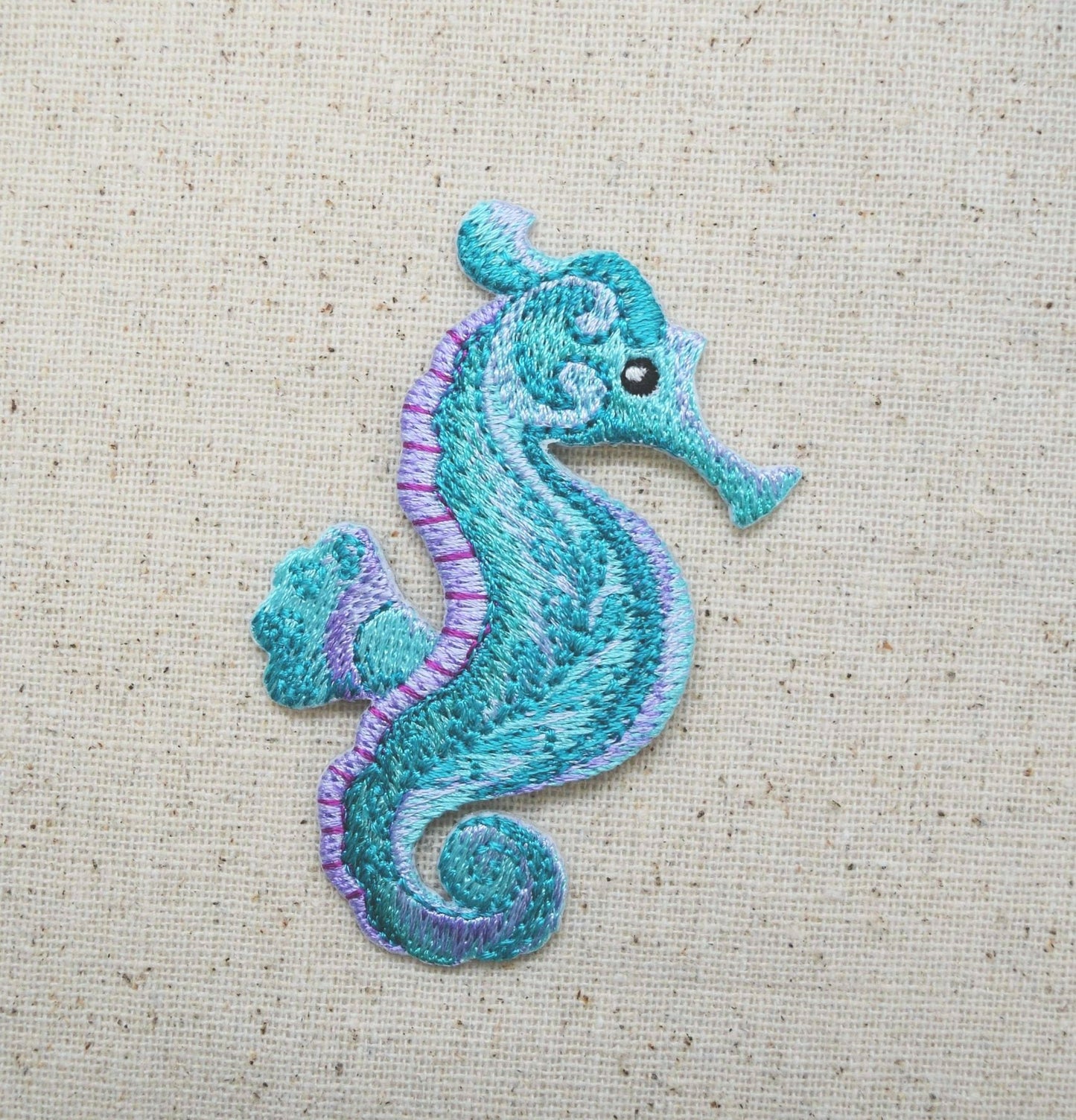 Seahorse - Tropical - Blue/Green/Purple - Marine Fish - Iron on Applique - Embroidered Patch - 697002-A