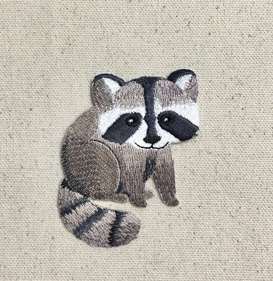 Baby Raccoon - Full Body - Facing Right - Iron on Applique - Embroidered Patch - 697267-A