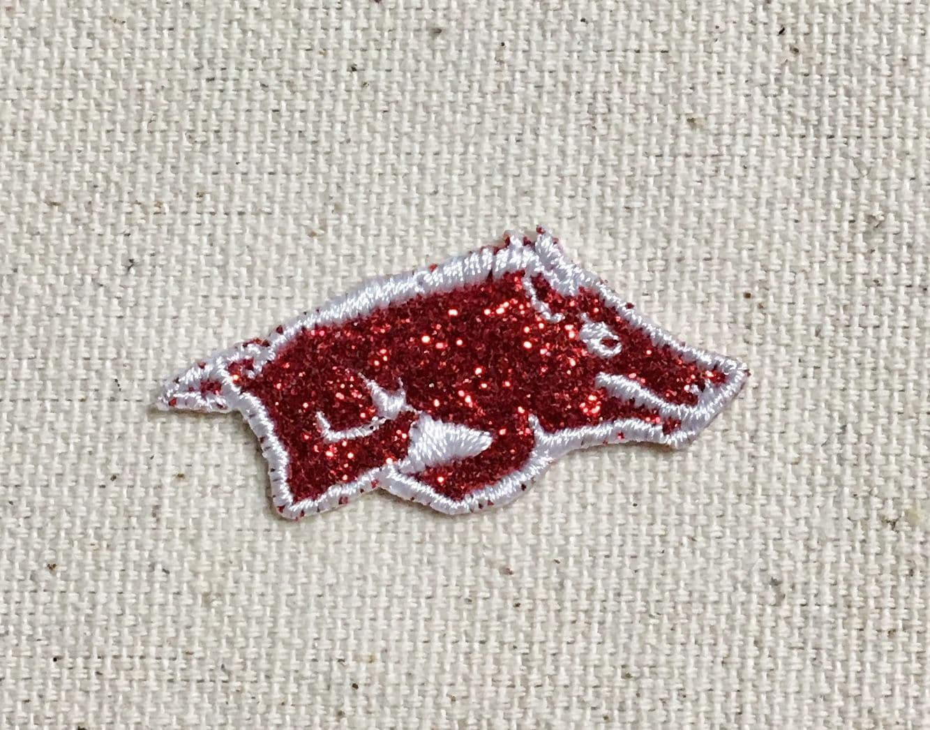 Small Razorback Hog 1.5" - Glitter - Custom Colors - Iron on Applique - Embroidered Patch