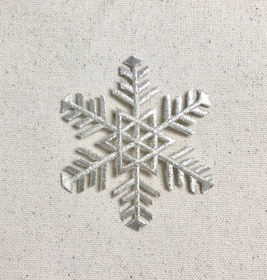 3" Large Snowflake - SILVER  - Iron on Applique - Embroidered Patch - 697241-C