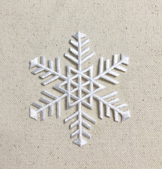 3" Snowflake - White - Iron on Applique - Embroidered Patch - 697241-A