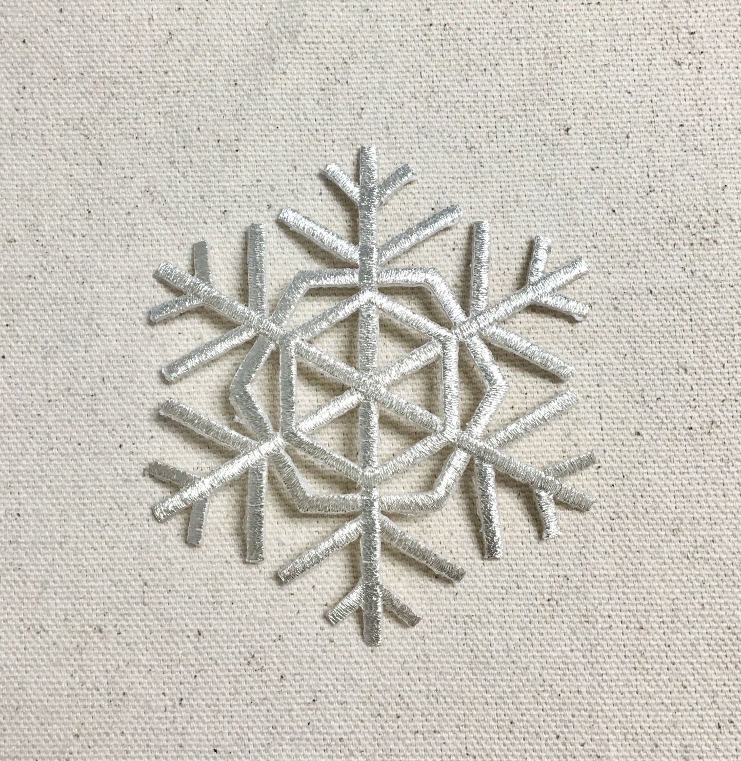 3" Snowflake - SILVER  - Iron on Applique - Embroidered Patch - 697242-C