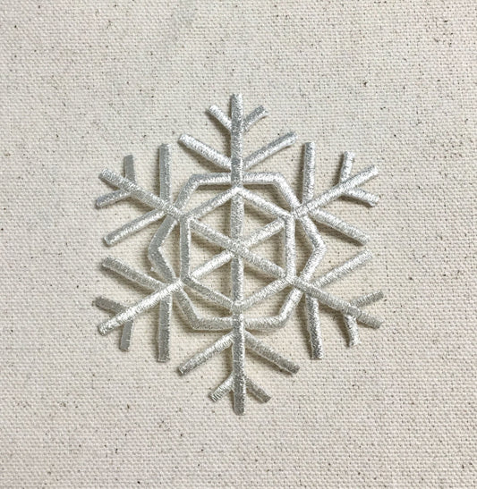 3" Snowflake - SILVER  - Iron on Applique - Embroidered Patch - 697242-C