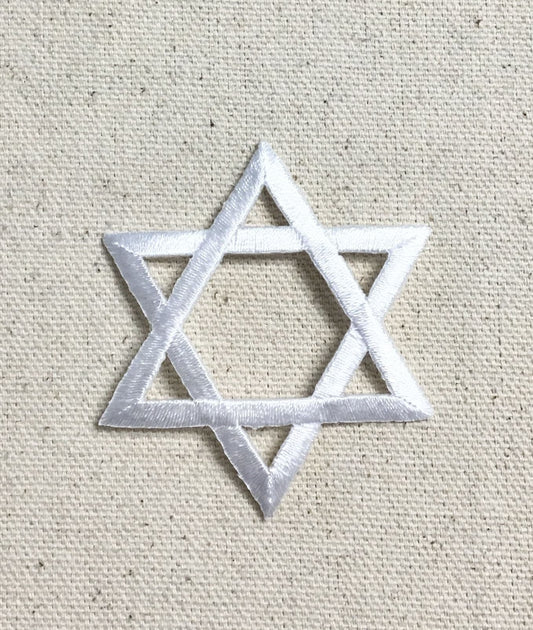 White - Star of David - Iron on Applique - Embroidered Patch - 696909-C