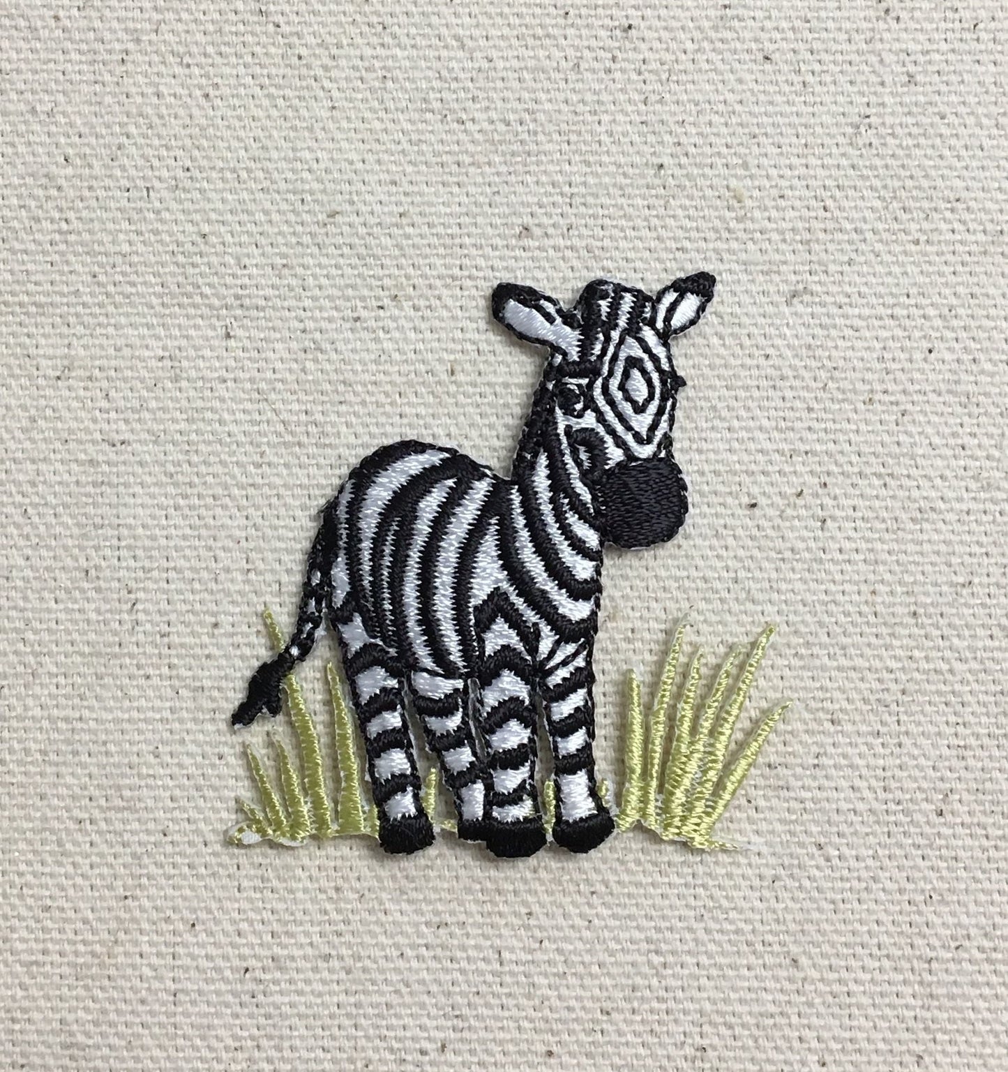 Zebra in the Grass, Embroidered Iron on Patch