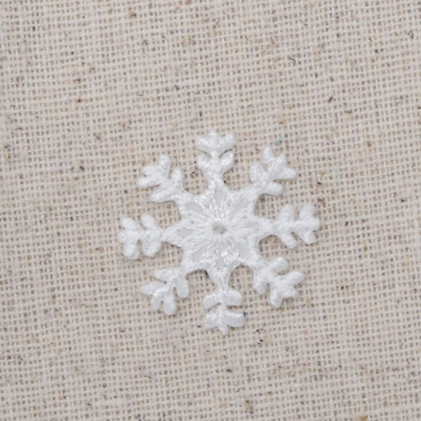 Small/Mini - Snowflake - WHITE - Iron on Applique - Embroidered Patch - 21479-A