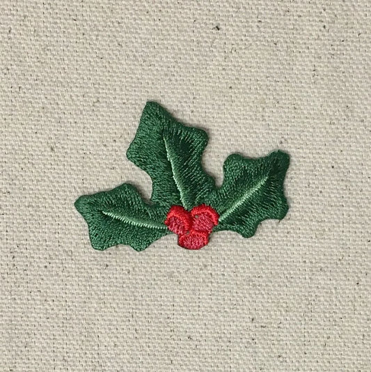 Christmas - Holly - Red Berries - Iron on Applique - Embroidered Patch - 697271-A