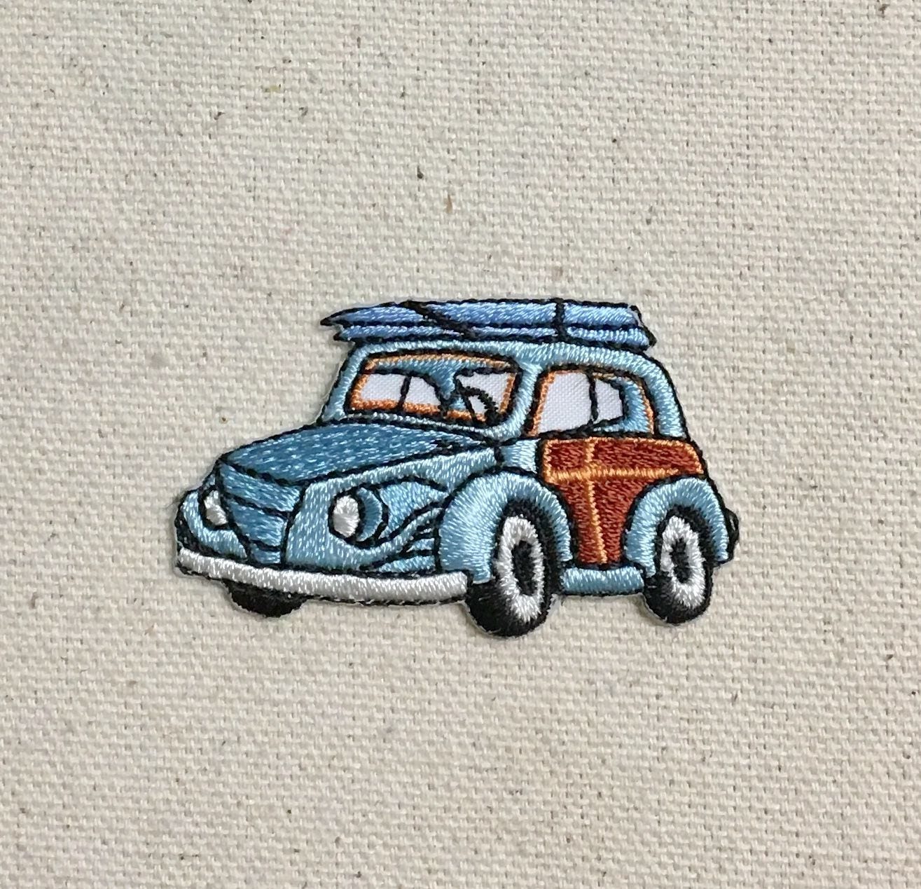 Blue Woodie/Sedan - Surfboards/Beach/Surfing Woody - Wagon - Iron on Applique - Embroidered Patch - 694042-A