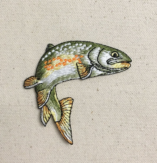 Golden Trout - Fin Down - Natural - Fishing/Camping - Iron on Applique/Embroidered Patch - 152641-A