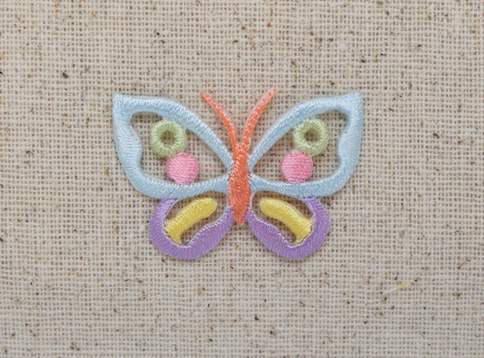 Butterfly - Pastel Colors - Open Detail - Blue/Purple - Embroidered Patch - Iron on Applique - 240233A