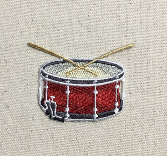 Red Snare Drum - Sticks - Music - Iron on Applique - Embroidered Patch - 697338-A