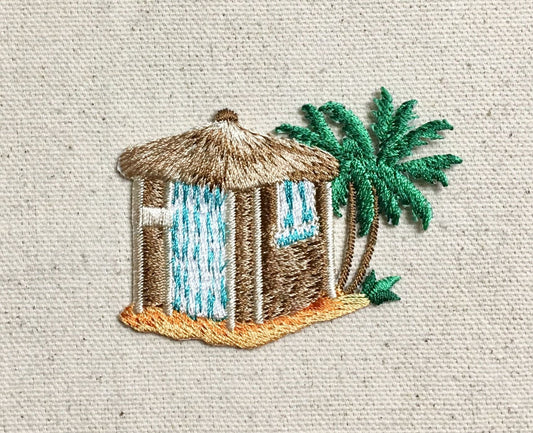 Tiki Hut - Palm Trees - Tropical/Surf/Beach - Iron on Applique - Embroidered Patch - 1126840-A