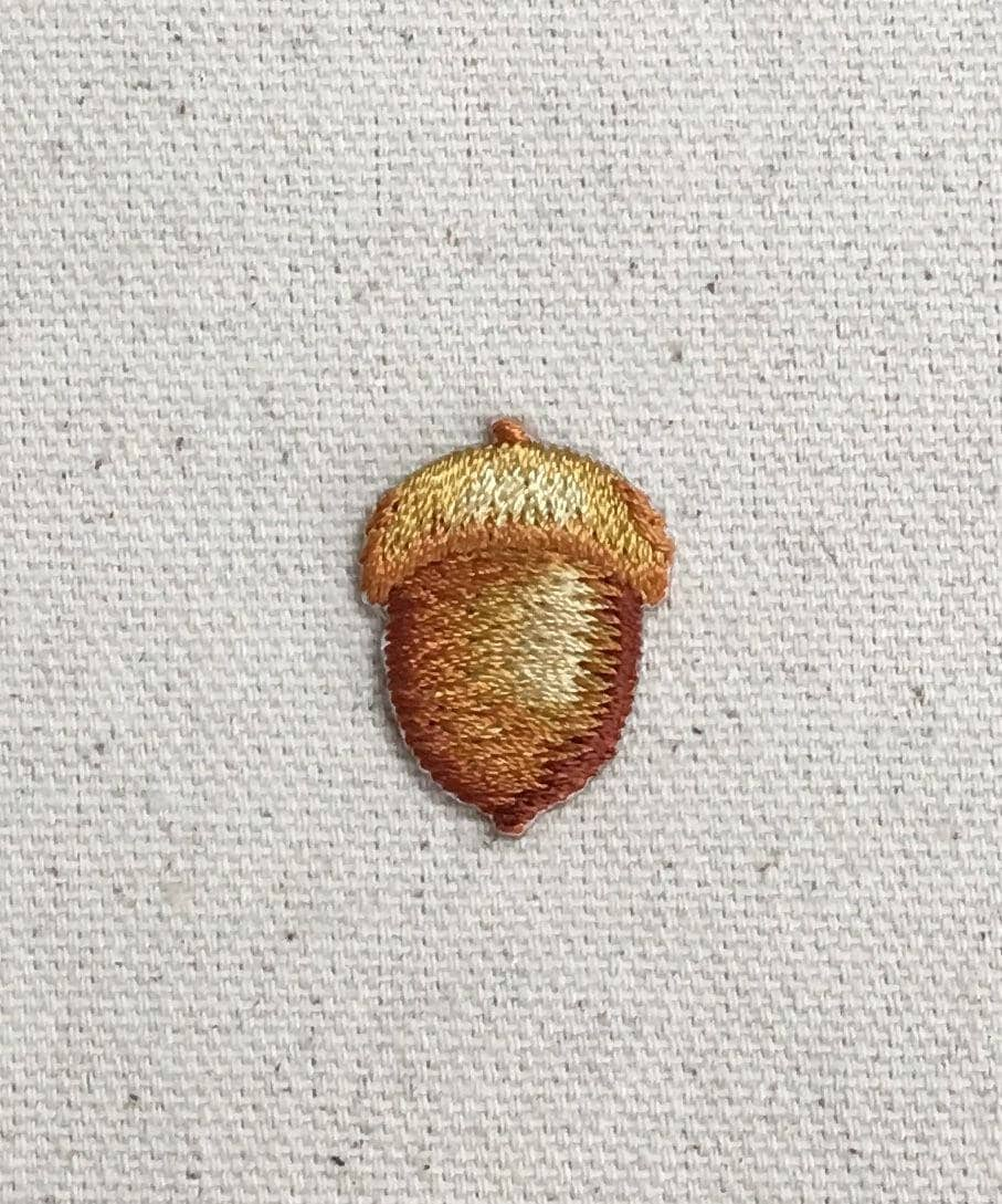 Small 1" - Single Oak Acorn - Tree Nut - Iron on Applique - Embroidered Patch - 1515801-A