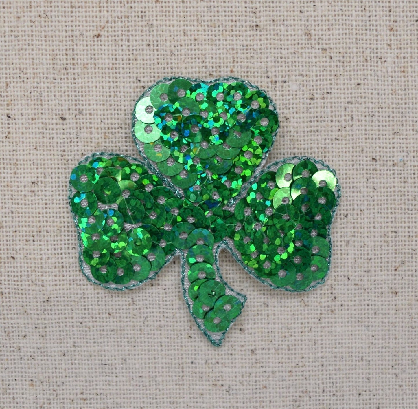 Shamrock - Clover - Green Sequin - Irish/St.Patrick's - Embroidered Patch - Iron on Applique - 1113217-B