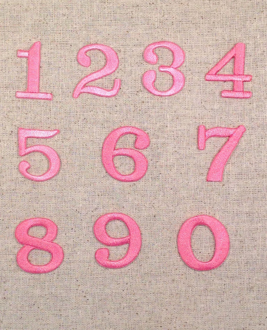 Numbers - 1.25" - Pink - Iron on Applique/Embroidered Patch