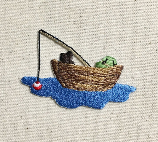 Fisherman in Boat - Angler sleeping - Iron on Applique/Embroidered Patch - 697328-A