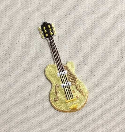 Electric Guitar - Blonde/Tan - Music - Iron on Applique - Embroidered Patch - 697343-A