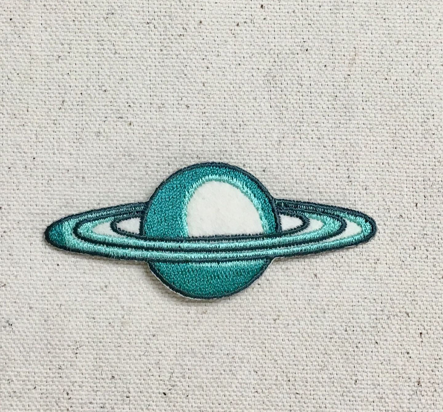 Saturn - Teal/Tan Rings - Space/Planet - Iron on Applique - Embroidered Patch -  697282-A