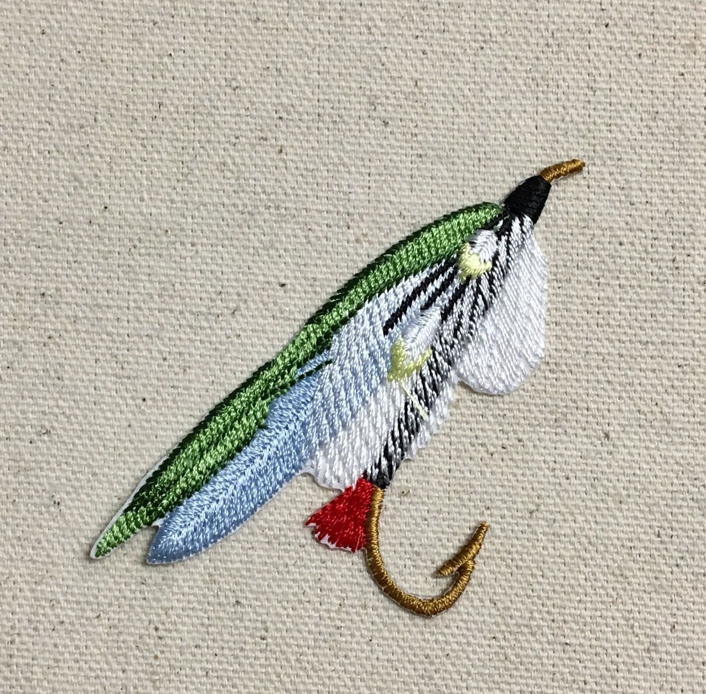 3" Fishing Fly - Green/Blue - Lure/Bait - Angling - Iron on Applique - Embroidered Patch - 697366-A