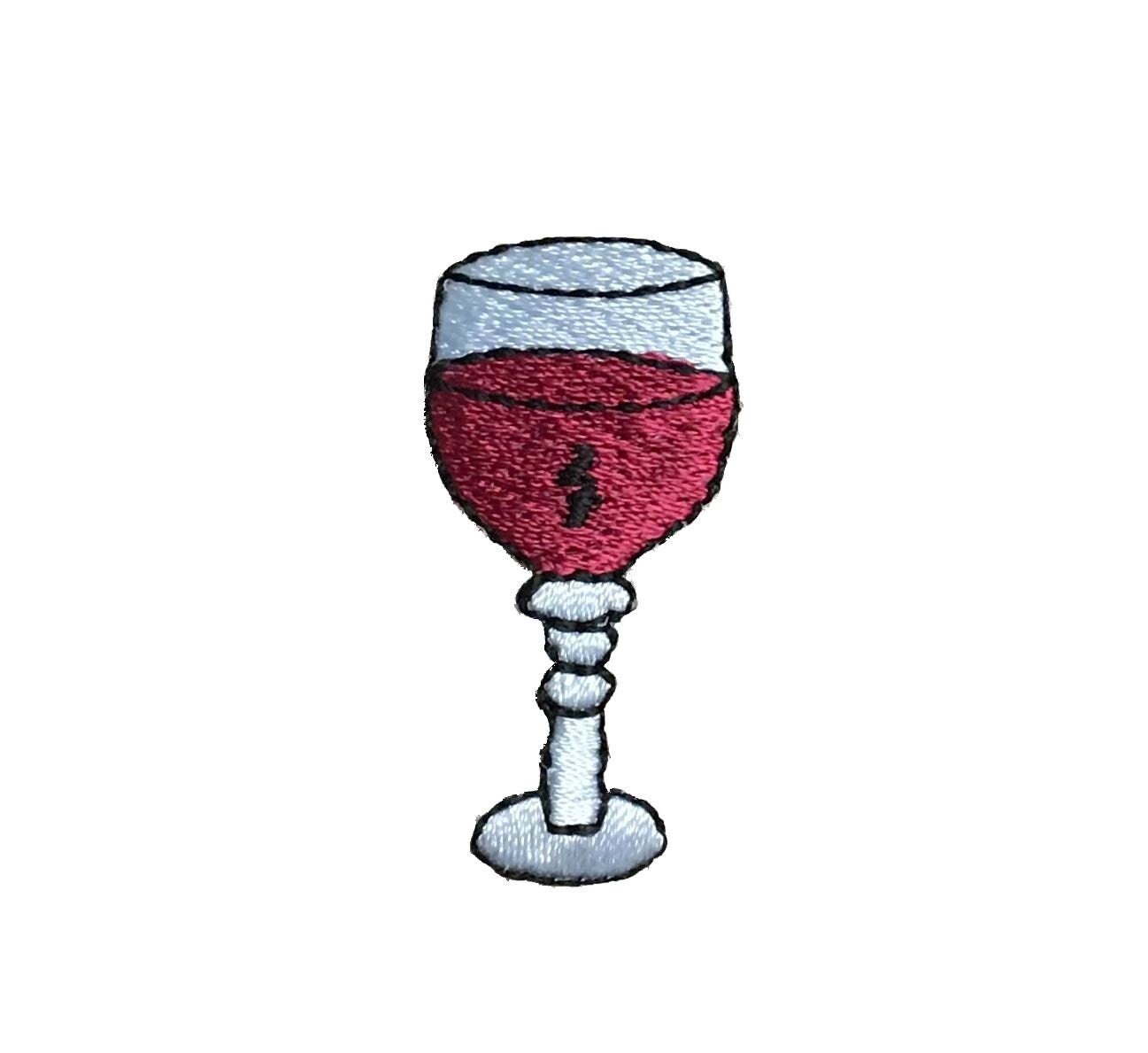 Red Wine Glass -  1-1/2" - Embroidered Patch - Iron on Applique
