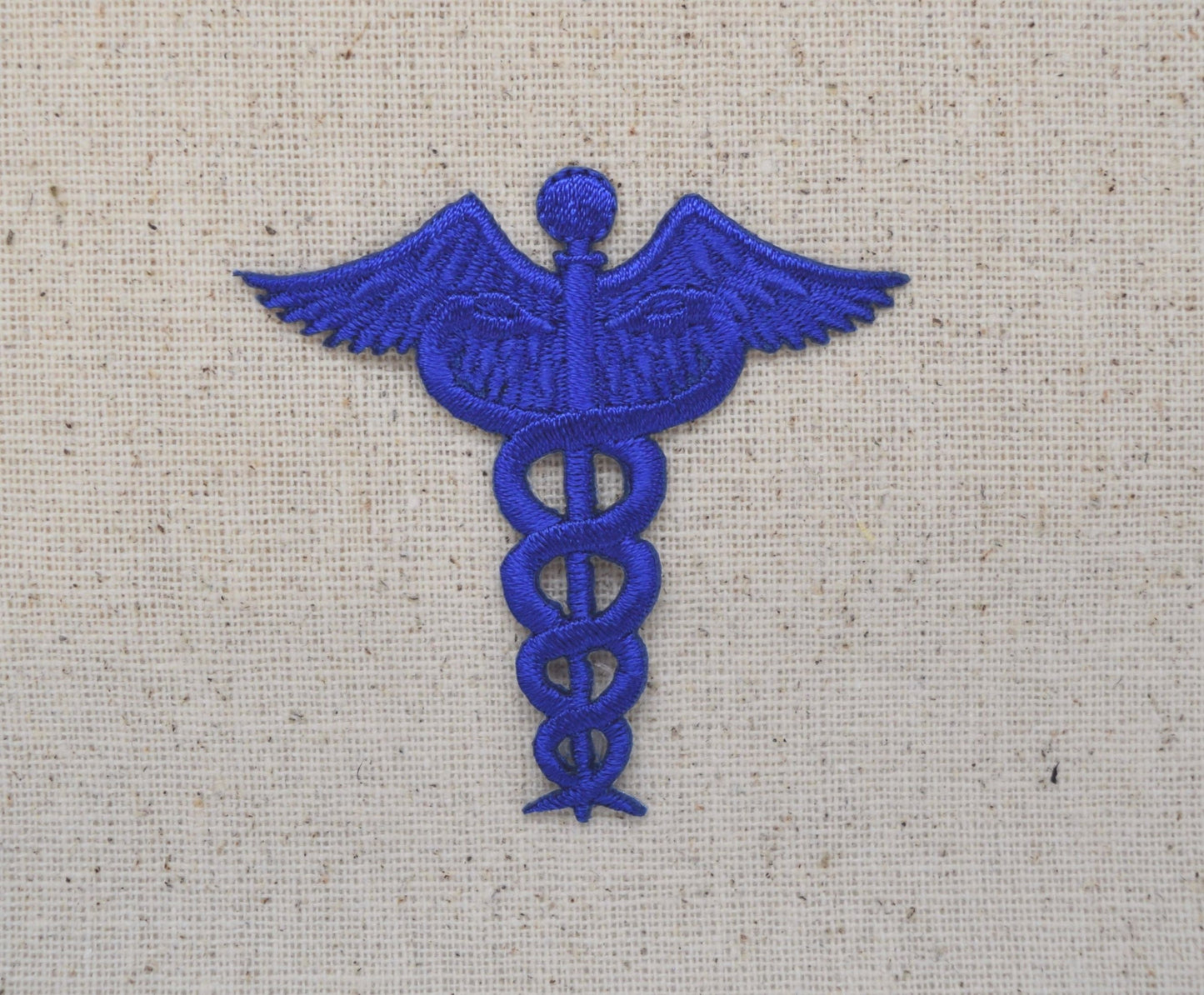 Blue Medical Caduceus - Nursing - Iron on Applique - Embroidered Patch - 695238-B