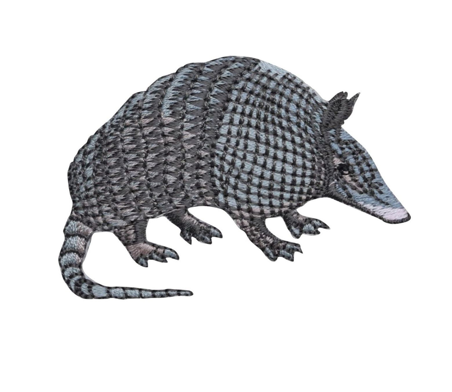 Armadillo - Facing Right - Gray - 9 Nine Banded - Iron On Applique - Embroidered Patch - 695500AR