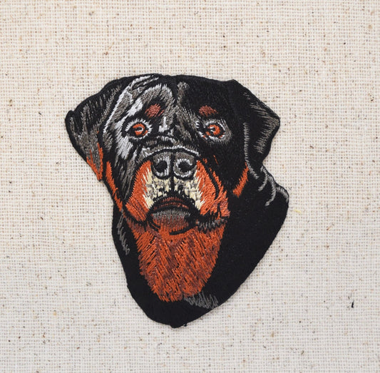 Rottie Head - Puppy Dog - Rottweiler - Embroidered Patch - Iron on Applique - 694995-A