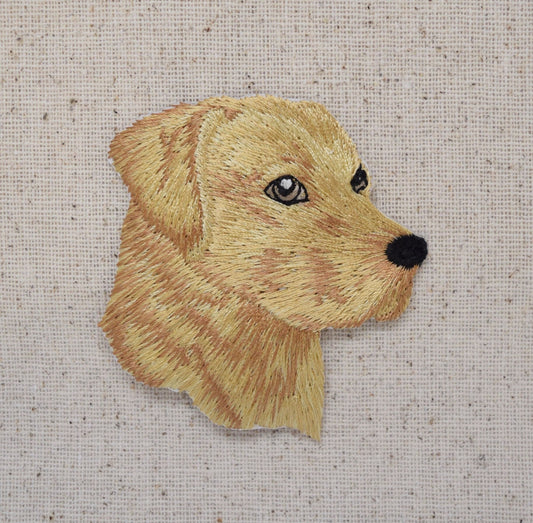 Lab Head - Yellow - Puppy Dog - Labrador Retriever - Embroidered Patch - Iron on Applique - 695161B