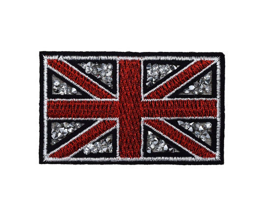 Union Jack Flag - British - Crushed Crystals - Iron on Patch