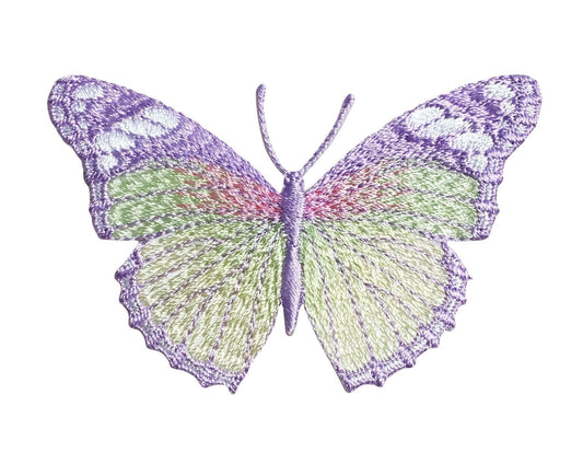 Butterfly - Pastel Colors - Lavender/Yellow - Embroidered Patch - Iron on Applique - 240155-B