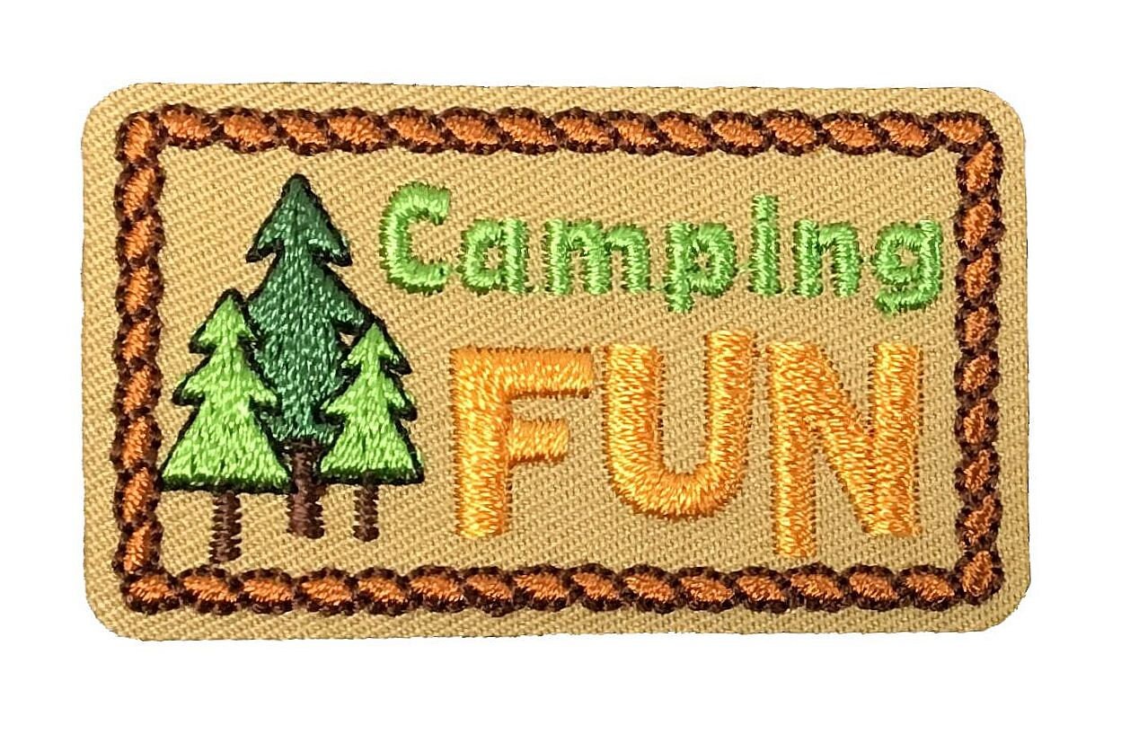 Camping Fun - Badge - Forest/Nature/Wilderness - Embroidered Iron on Patch