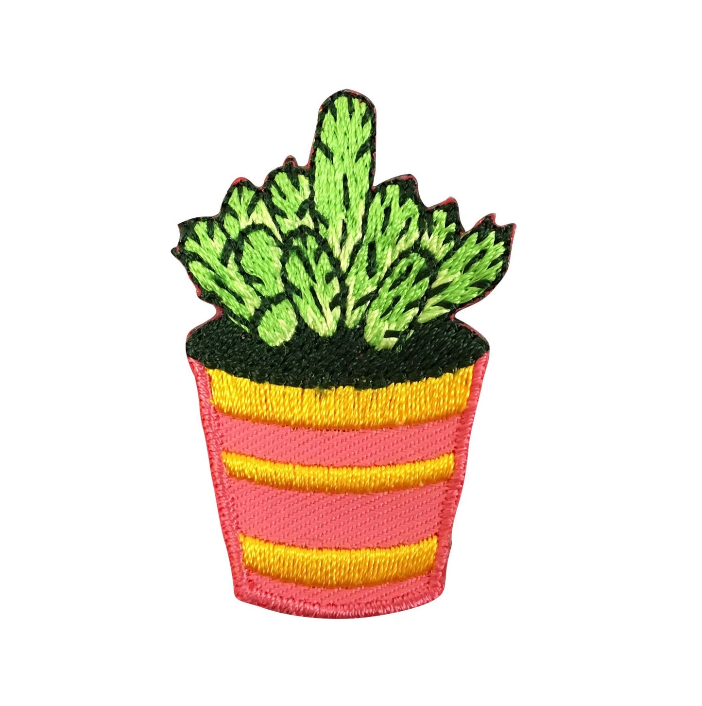 Cactus - Pink/Orange Pot - Desert Plant - Embroidered Iron on Patch