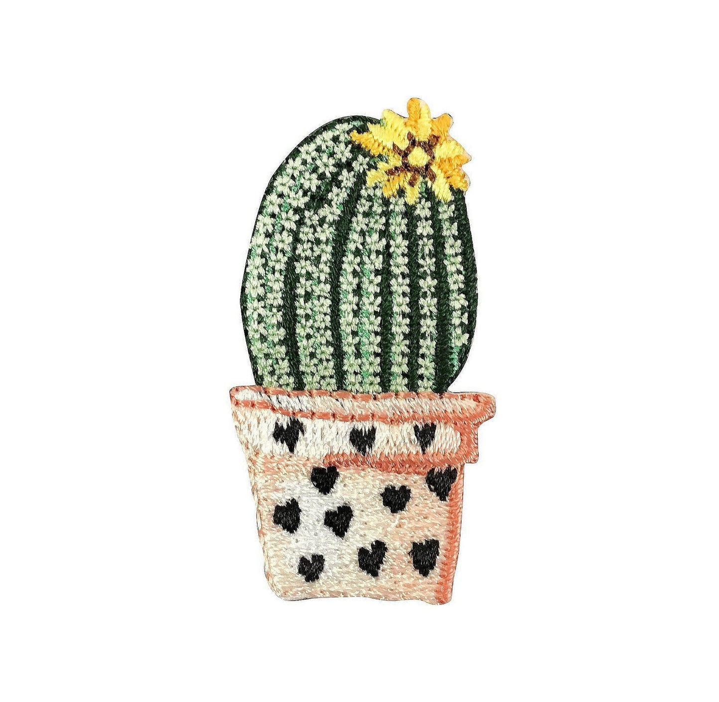 Barrel Cactus - Yellow Flower - Desert Plant - Embroidered Iron on Patch