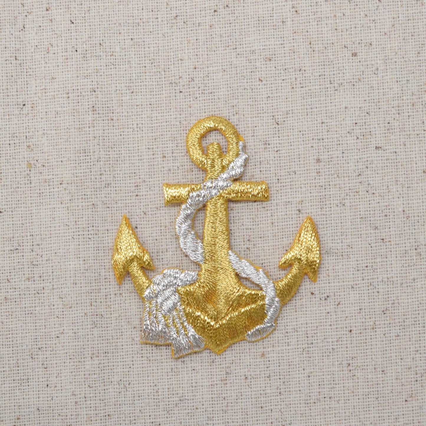 Gold/Silver - Nautical Anchor with Rope - Iron on Patch