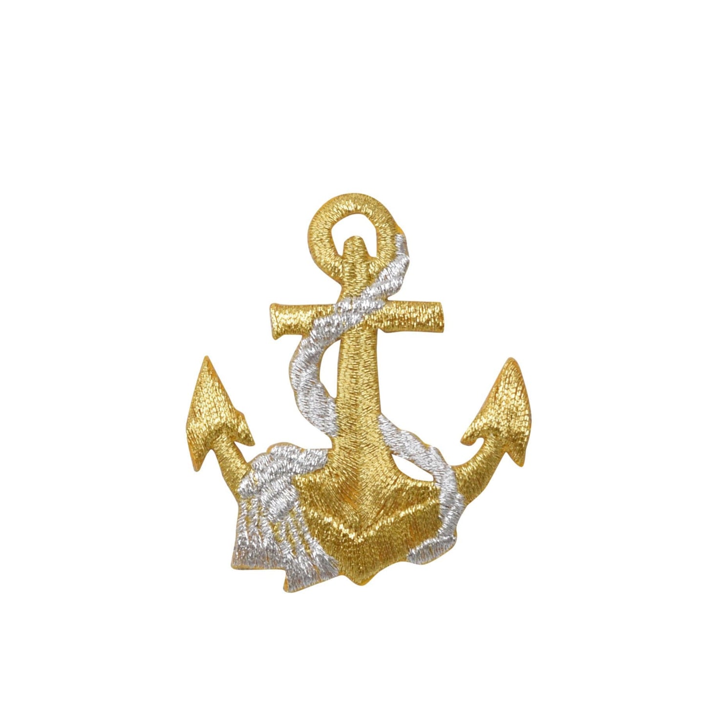 Gold/Silver - Nautical Anchor with Rope - Iron on Patch