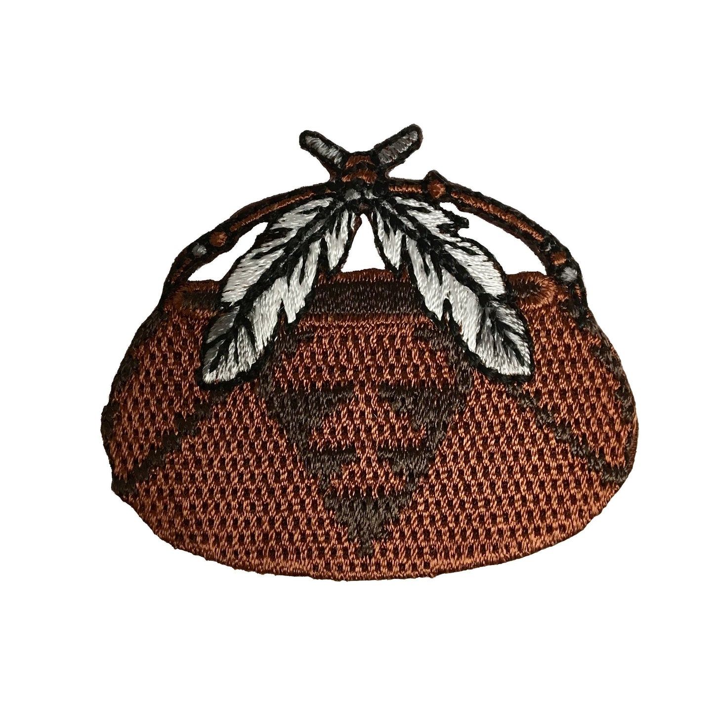 Woven Feather Basket, Southwest Tribal Design, Iron on Patch