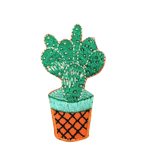 Cactus - Orange Pot - Desert Plant - Embroidered Iron on Patch