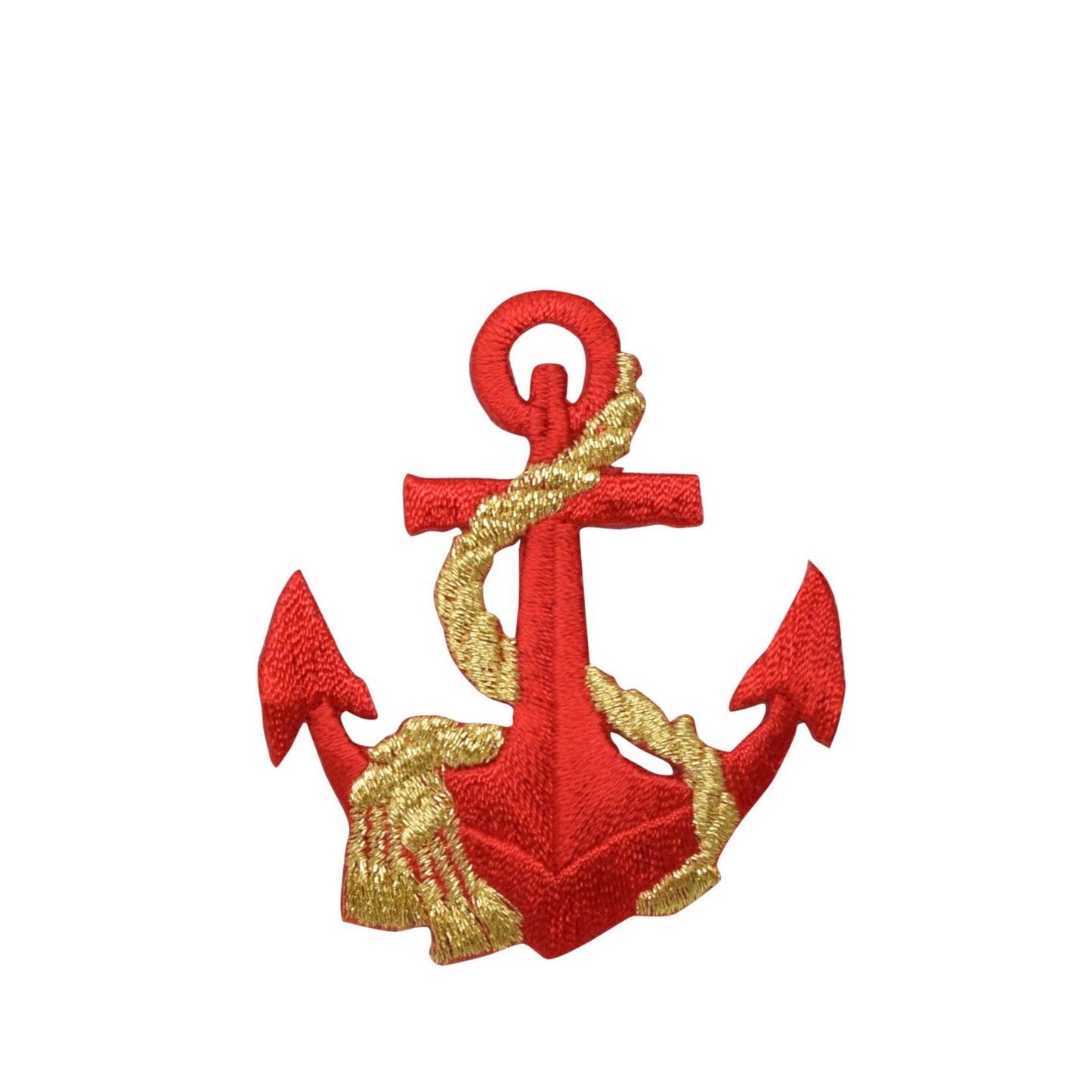 Red/Gold - Nautical Anchor - with Rope - Iron on Applique - Embroidered Patch 695647-D