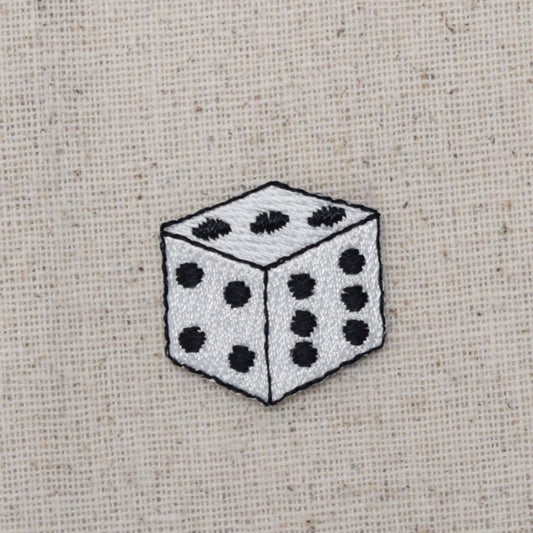 Single White Die/Dice - Bunco - Iron on Applique - Embroidered Patch - 250615-B