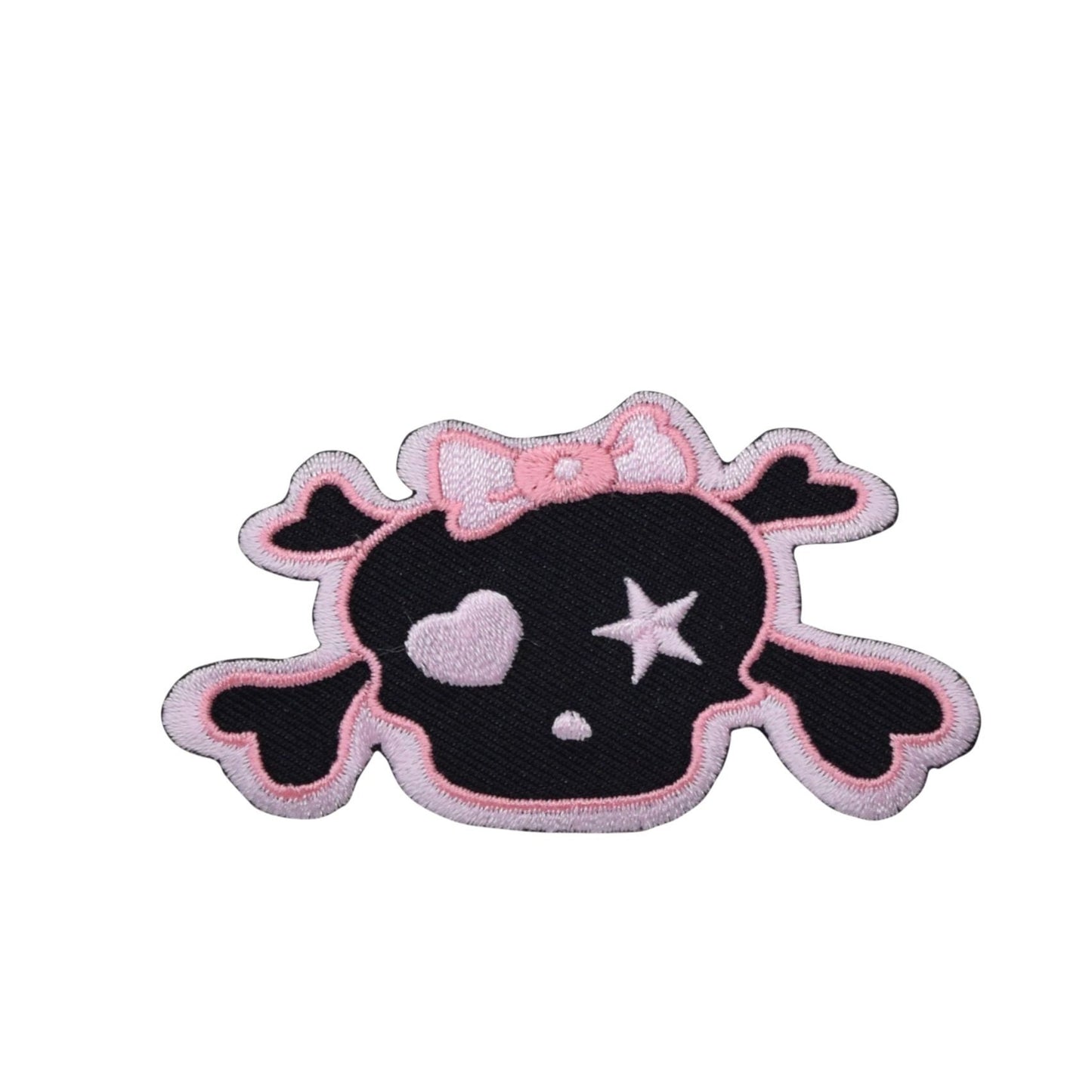 Baby Girl Skull - Black/Pink  - Iron on Patch