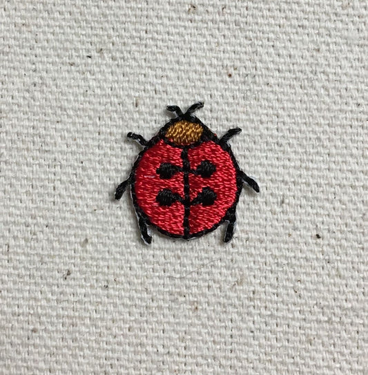 Mini Ladybug - Red/Black/Brown - Iron on Applique - Embroidered Patch - 152902-A