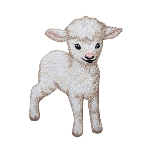 White - Baby Lamb - Iron on Applique - Embroidered Patch - 1510000