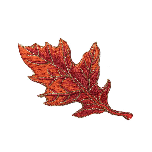 Tree Leaf - Fall - Oak Leaves - Rust Orange/Gold - Embroidered Patch - Iron on Applique - 1123948-C